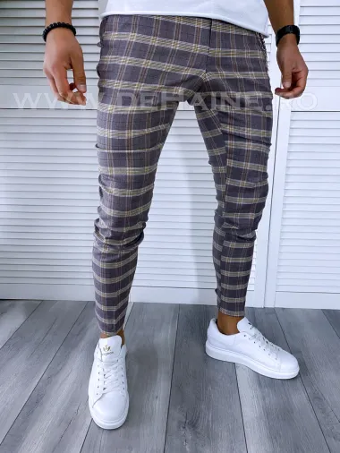 Pantaloni barbati casual regular fit in carouri B1553 Z4-2